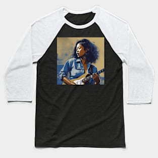 Female Blues Guitarist Baseball T-Shirt